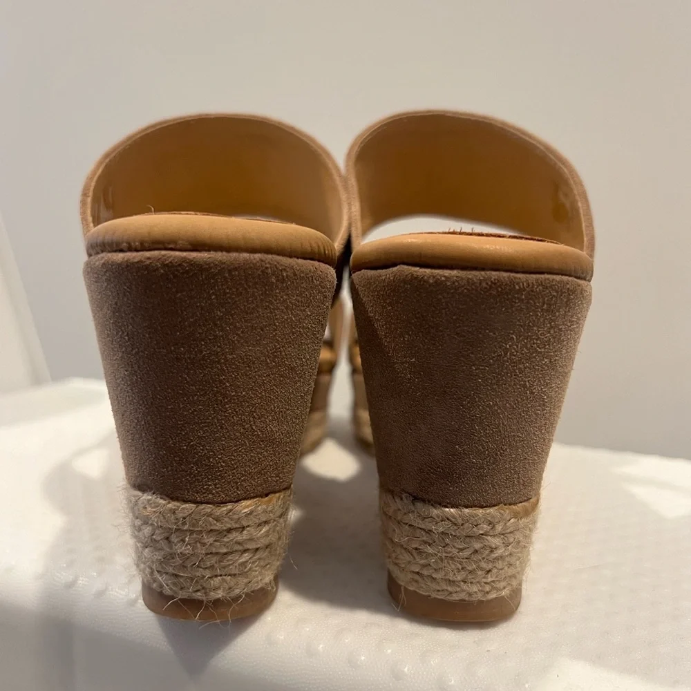 Matt Bernson 8 Icaria Platform Wedge Espadrilles in Tan Suede EUC Made In Spain